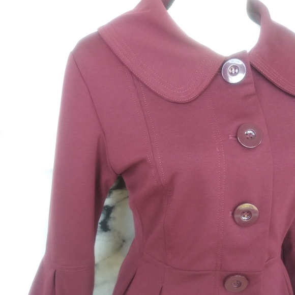 🆕Eden Court Button Up Peplum Pleated Pea Coat LG - Picture 5 of 8
